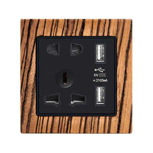 5 Pin Universal และ USB Wood Decor Wall Switch Socket